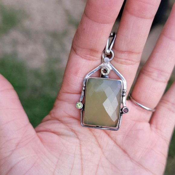 Stunning artisan handmade 925 sterling silver cushion cut chacelodony w/quartz - Picture 14 of 16